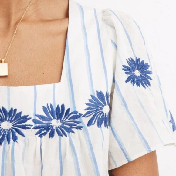 EUC Madewell Floral Embroidered Butterfly Top Size Large Retail $85.00 - Picture 4 of 12